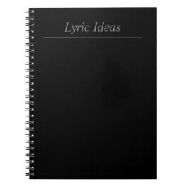 Anpassade Lyric Ideas Black Notebook Anteckningsbok