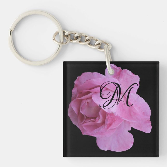 Anpassade M monogram brev trendig rosa ros (Framsidan)