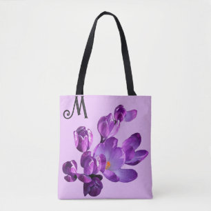 Anpassade M monogram lila blommor boho girly Tygkasse