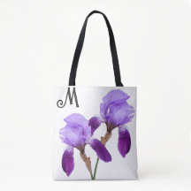 Anpassade M monogram söt lila blommigt iris