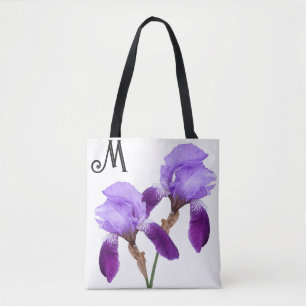 Anpassade M monogram söt lila blommigt iris Tygkasse