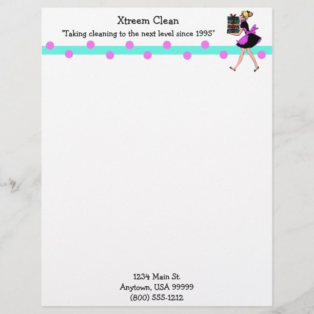 Anpassade Maid Service Letterhead Brevhuvud (Framsida)