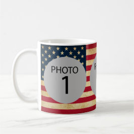 Anpassade-mall 3 PHOTOS på amerikansk flagga Kaffemugg