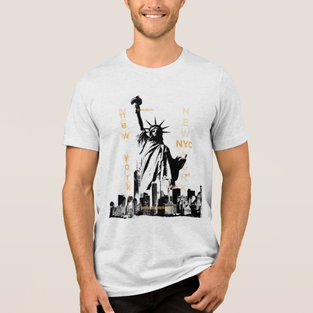Anpassade Manhattan Nyc Manar Liberty Statue T Shirt (Framsida)