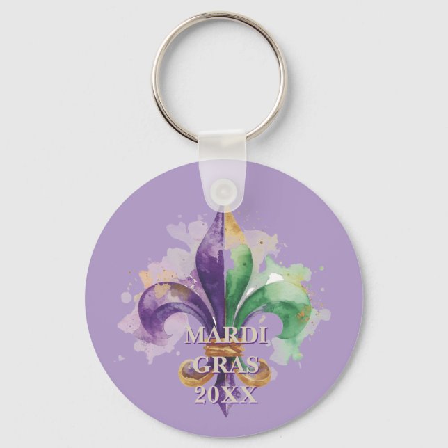 Anpassade Mardi Gras-färger Nyckelring (Framsida)