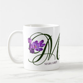Anpassade Margaret namn lila blommor boho Kaffemugg