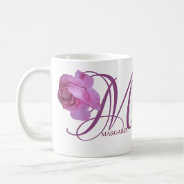 Anpassade Margaret namn rosa ros blommor boho Kaffemugg