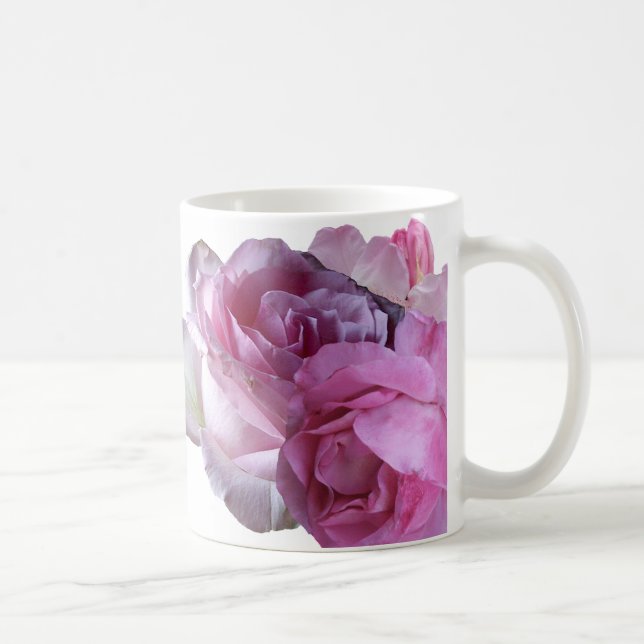 Anpassade Margaret namn rosa ros blommor boho Kaffemugg (Höger)