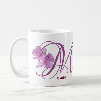 Anpassade Mariah namn rosa ros blommor boho Kaffemugg