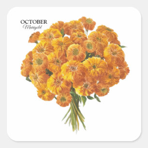 Anpassade Marigold Birthday Gift Fyrkantigt Klistermärke
