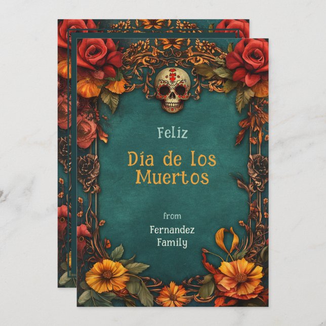 💀 Anpassade Marigold Ram Dia de Muertos (Fram/baksida)