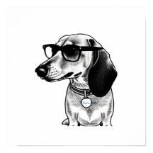 Anpassade Märkre Cute Dachshund med Glass Poste