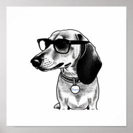 Anpassade Märkre Cute Dachshund med Glass Poste Poster