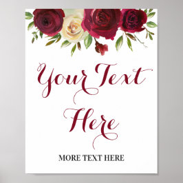 Anpassade Marsala Burgundy Vin Red Sign Decor Poster