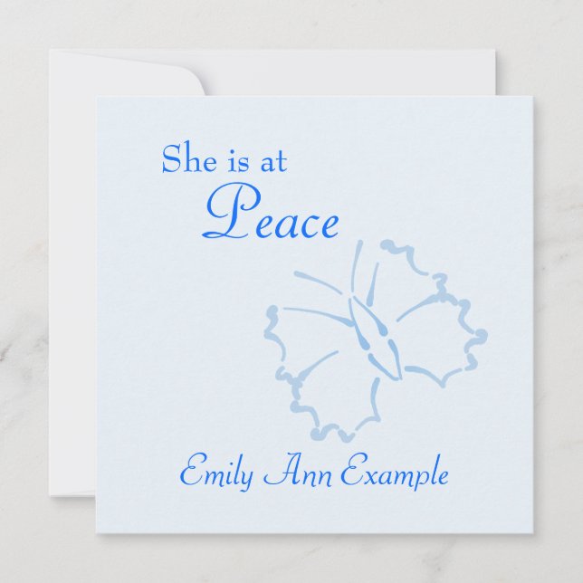 Anpassade Meddelande om dödsfall - fjäril Inbjudningar (Framsida)