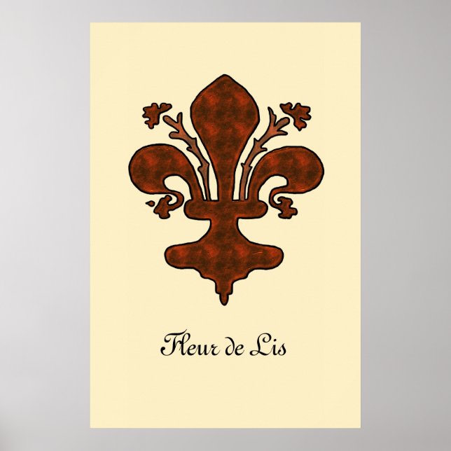 Anpassade Medieval Florence Stil Fleur de Lis Poster (Framsidan)