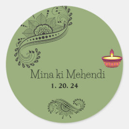Anpassade mehendi-klistermärken runt klistermärke