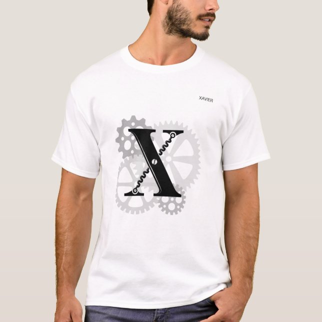 Anpassade Mekaniskt monogram. Första "X" T Shirt (Framsida)