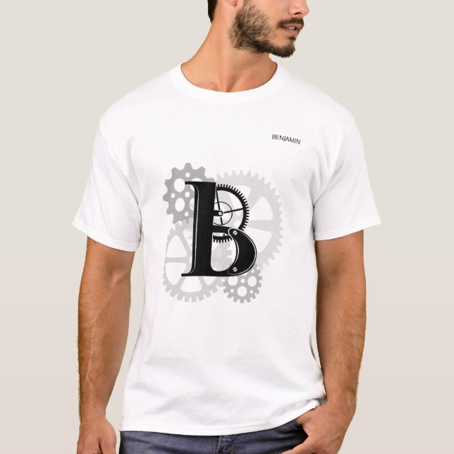 Anpassade Mekaniskt monogram. Ursprungligt "B" T Shirt (Framsida)