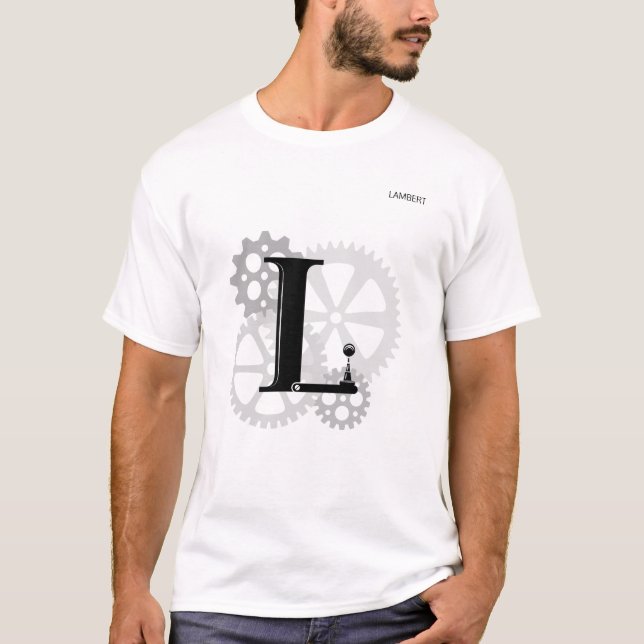 Anpassade Mekaniskt monogram. Ursprungligt ’L’ T Shirt (Framsida)