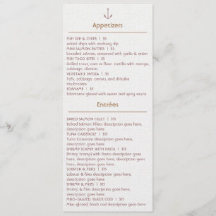 Anpassade Menu for Seafood Restaurang Meny