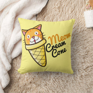 Anpassade Meow Cream Cone Kudde