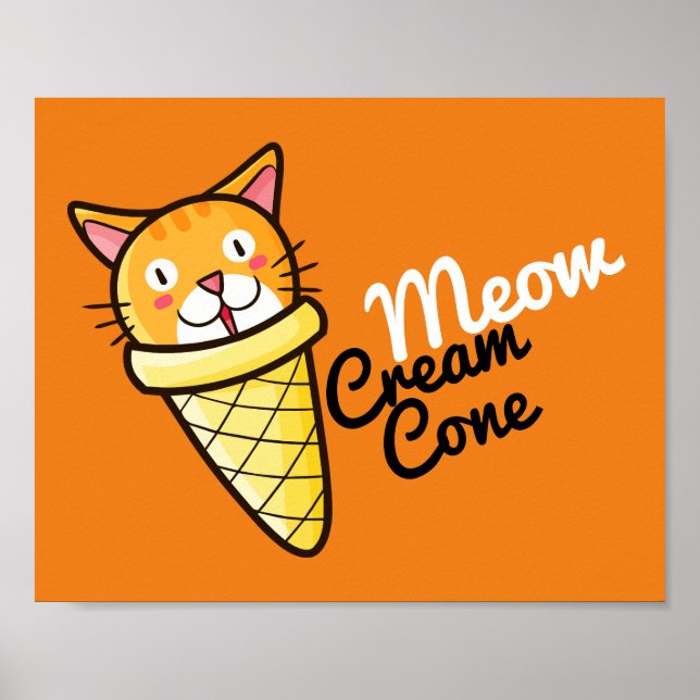 Anpassade Meow Cream Cone Poster (Framsidan)