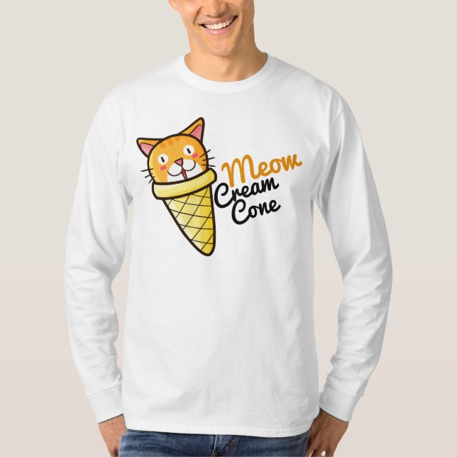 Anpassade Meow Cream Cone T Shirt (Framsida)