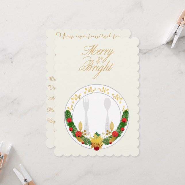 Anpassade Merry & Bright julmiddag Inbjudningar (Fram/Back In Situ)
