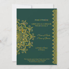 Anpassade Metallic Guld Emerald Mehendi Indian Inbjudningar