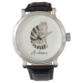 Anpassade Minimalistiskt leende katt Armbandsur