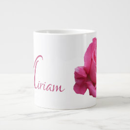 Anpassade Miriam namn monogram rosa ros blommigt Jumbo Mugg