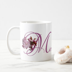 Anpassade Miriam namn rosa cherry blommar boho Kaffemugg