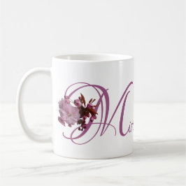 Anpassade Miriam namn rosa cherry blommar boho Kaffemugg