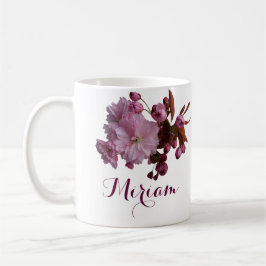 Anpassade Miriam namn rosa ros blommor boho Kaffemugg