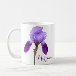 Anpassade Miriam namn söt lila iris-blomma Kaffemugg