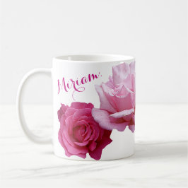 Anpassade Miriam namn söt rosa ros blommigt Kaffemugg
