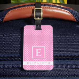 Anpassade Mjuk Rosa Muted Ro White Polka Dot Bagagebricka