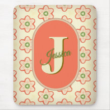 Anpassade Modern Retro Monogram Mousepad