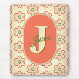 Anpassade Modern Retro Monogram Mousepad Musmatta