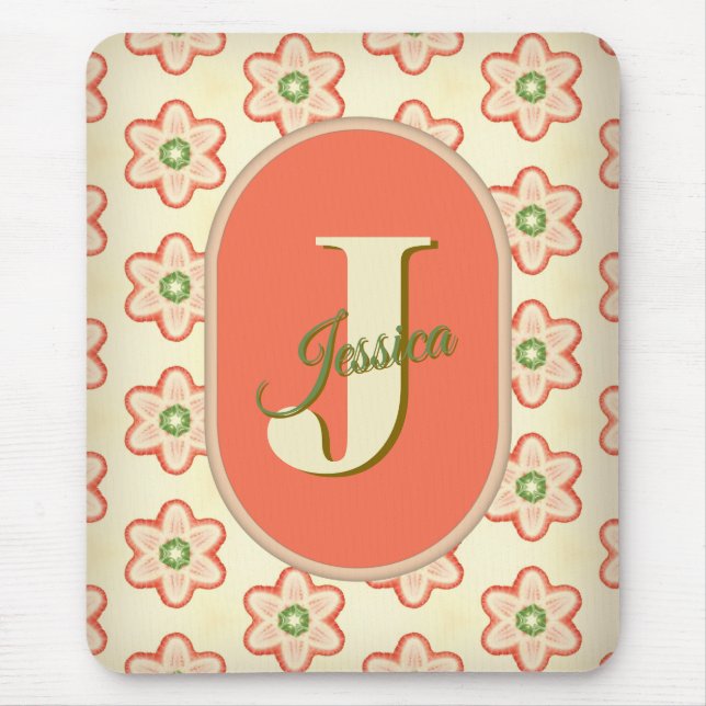 Anpassade Modern Retro Monogram Mousepad Musmatta (Framsidan)