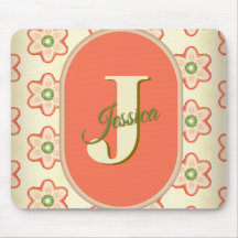 Anpassade Modern Retro Monogram Mousepad