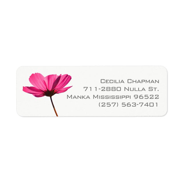 Anpassade Modern Rosa Flower Photo Nice-Elegant Returadress Etikett (Framsidan)