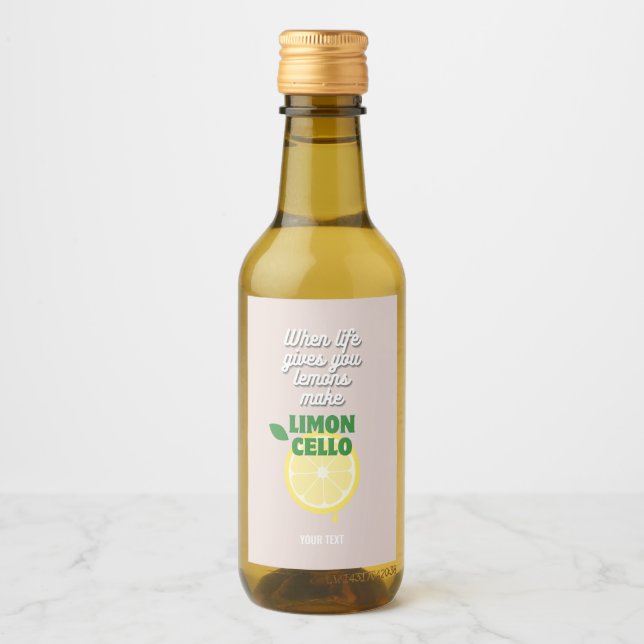 Anpassade Modern Rosa Italienska Lemon Limoncello Vinetikett (Framsida)