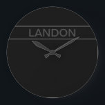 Anpassade | Modern svart och Mörk-Grått Stor Klocka<br><div class="desc">Fet contemporary ser ut.</div>