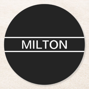 Anpassade Modern svart och vitt i fetstil Underlägg Papper Rund