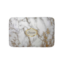 Anpassade monogram Bath Mat, faux guld, grått