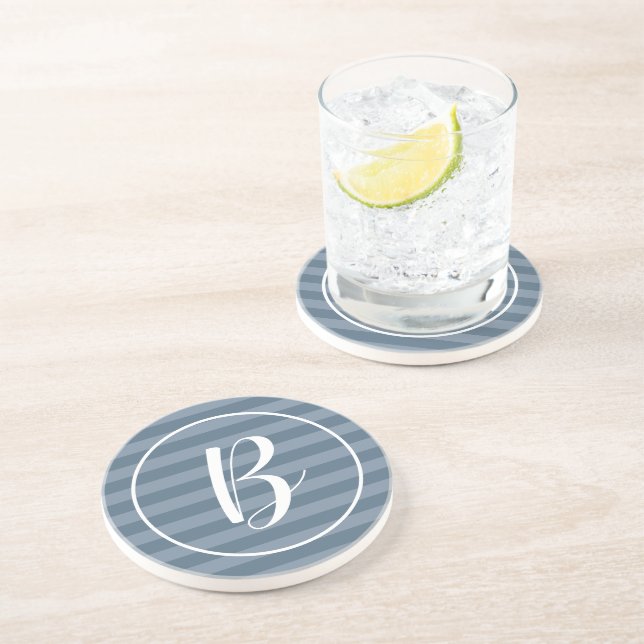 Anpassade Monogram Blue Rand Underlägg (Sidan)