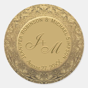 Anpassade Monogram Bröllop Seal Runt Klistermärke