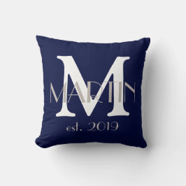 Anpassade Monogram Family Namn och Year Pillow Kudde